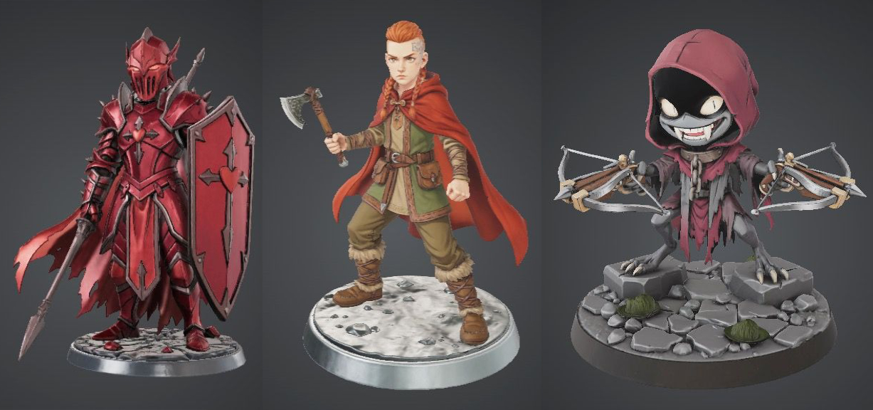 Weezards 3D Miniatures: Crimson Regent, Axe Warrior and Ghoul